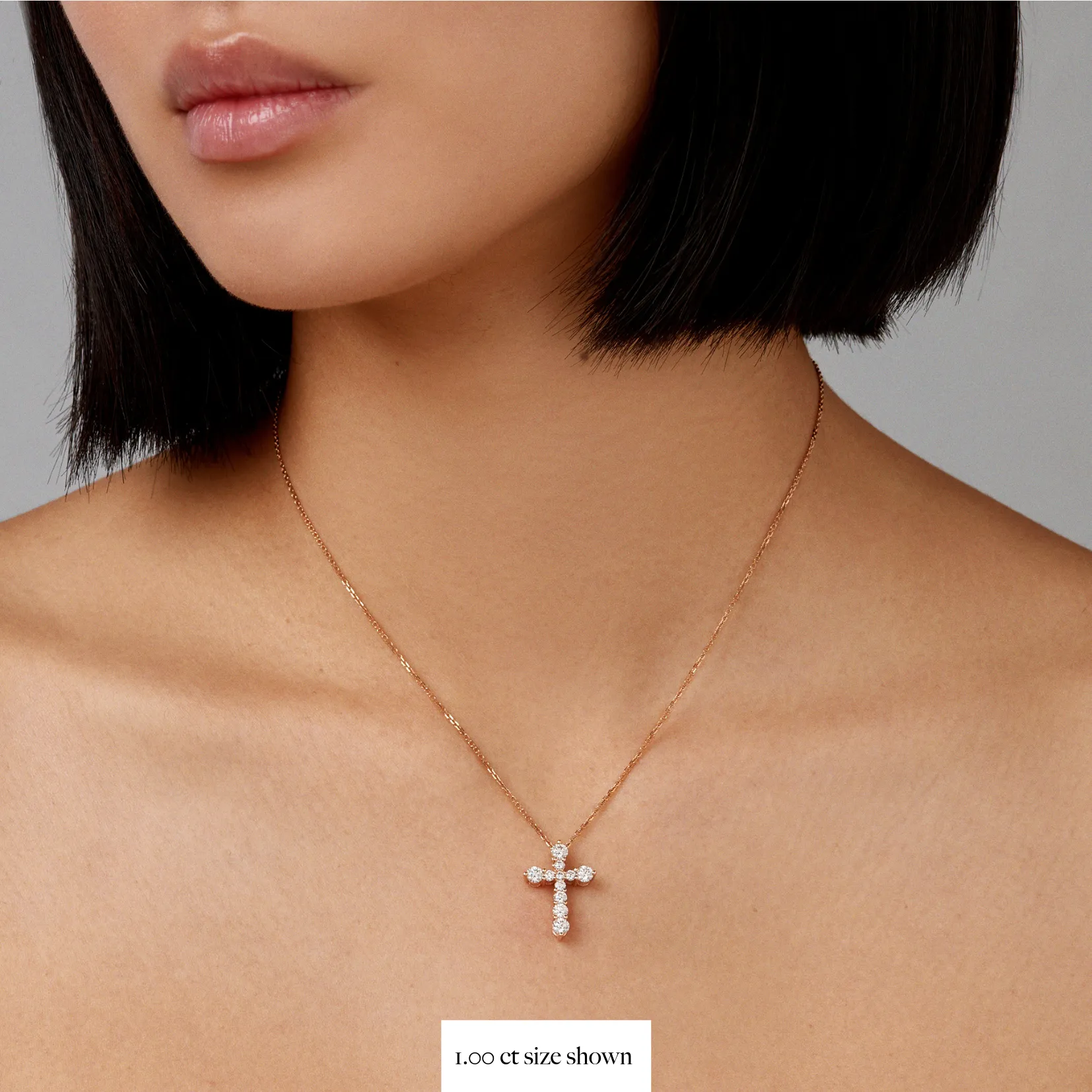 Valentina | Diamond Cross Necklace Rose Gold