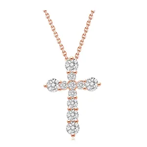 Valentina | Diamond Cross Necklace Rose Gold