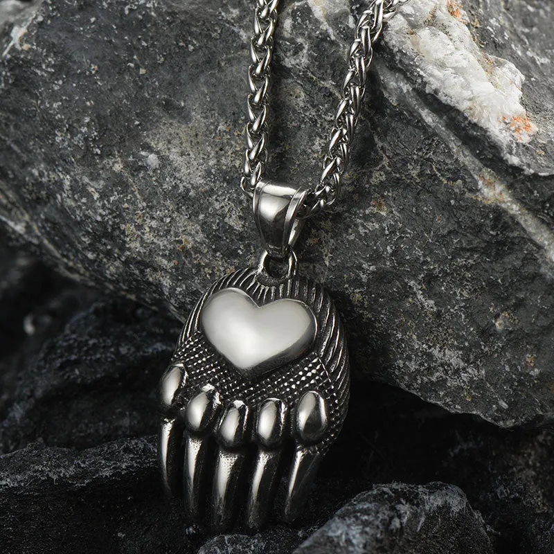 Viking Bear Paw Pendant Necklace Jewelry for Men