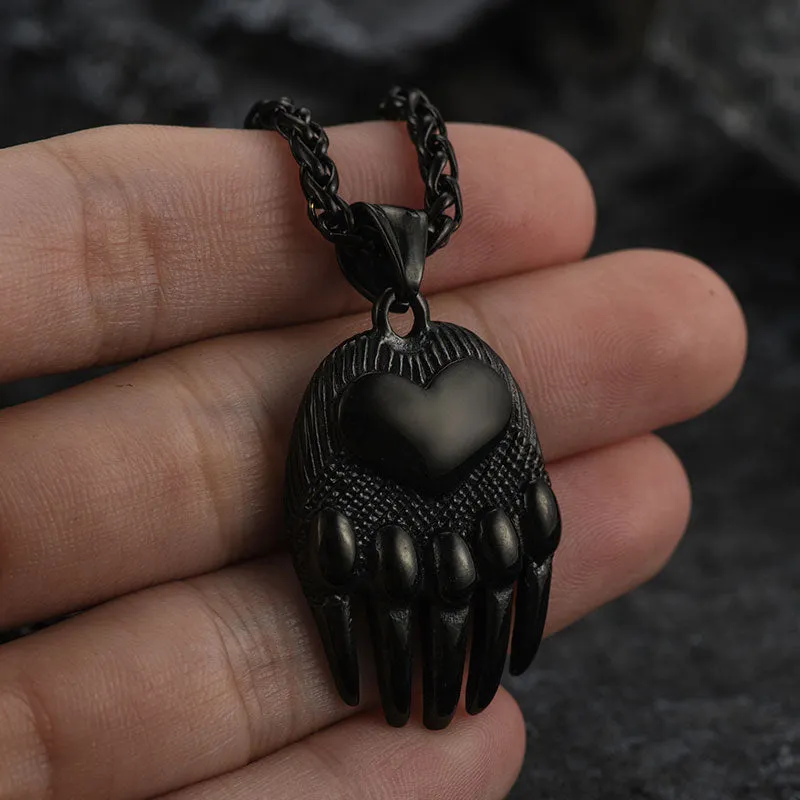 Viking Bear Paw Pendant Necklace Jewelry for Men