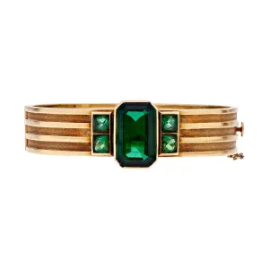 Vintage 14k Gold Wilhelm Stoll Green Tourmaline Bangle