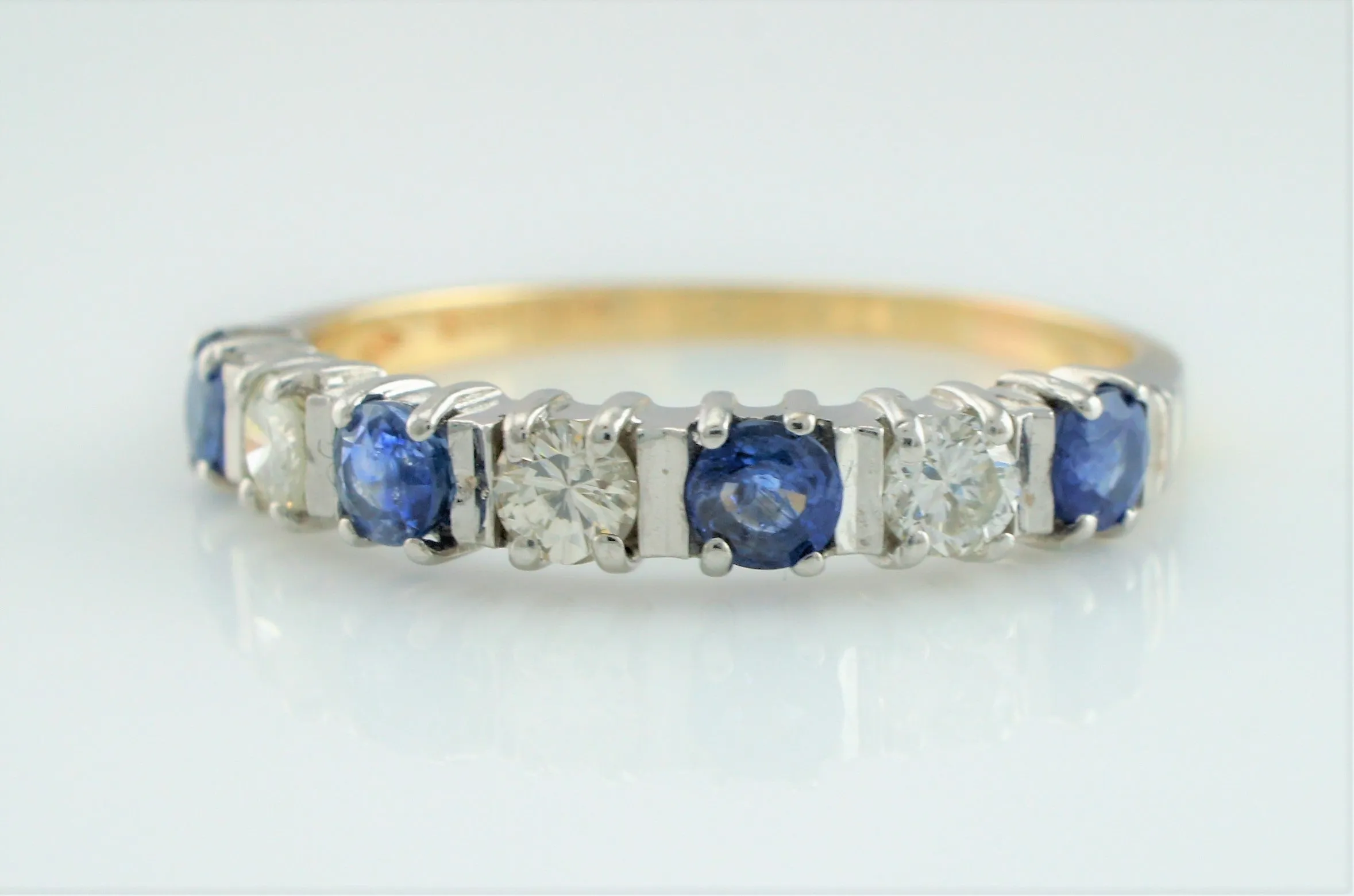 Vintage 9ct Gold Sapphire & Diamond Eternity Ring Size R