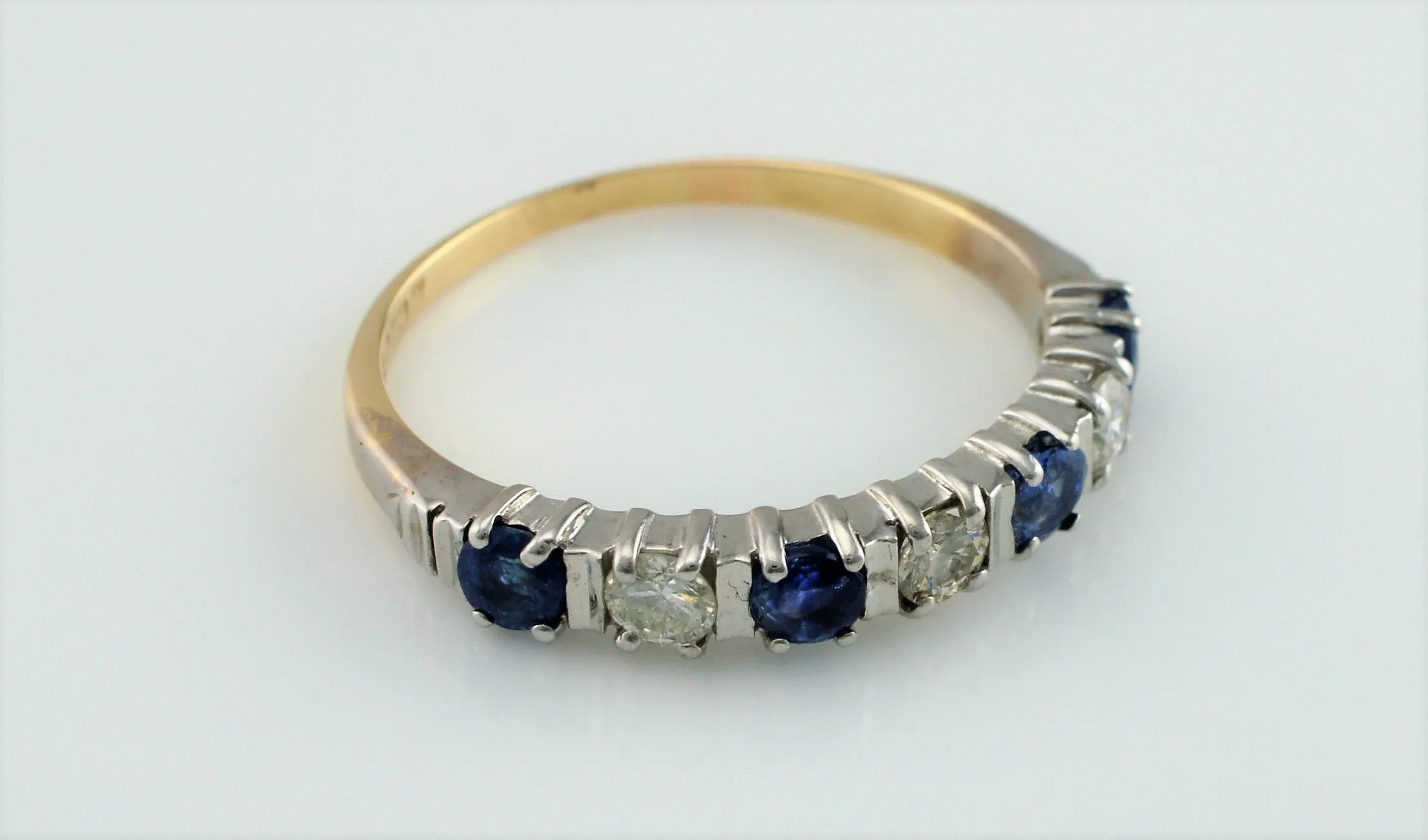 Vintage 9ct Gold Sapphire & Diamond Eternity Ring Size R