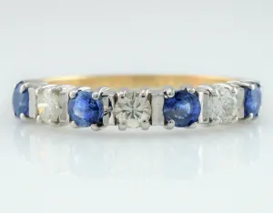 Vintage 9ct Gold Sapphire & Diamond Eternity Ring Size R