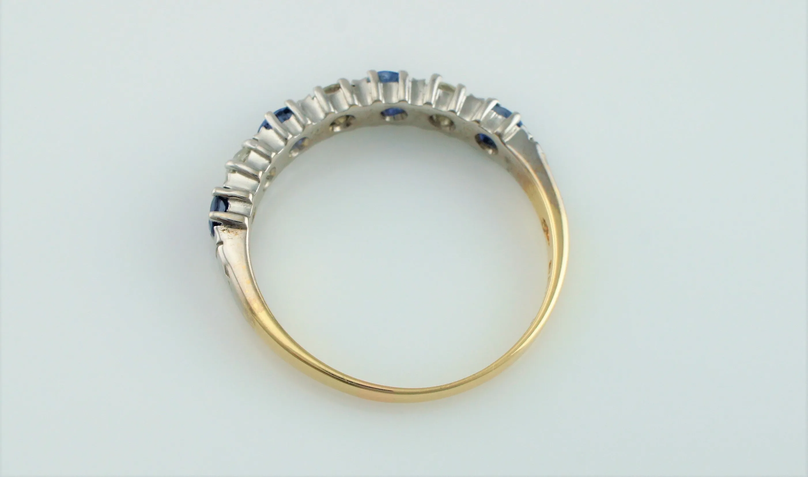 Vintage 9ct Gold Sapphire & Diamond Eternity Ring Size R