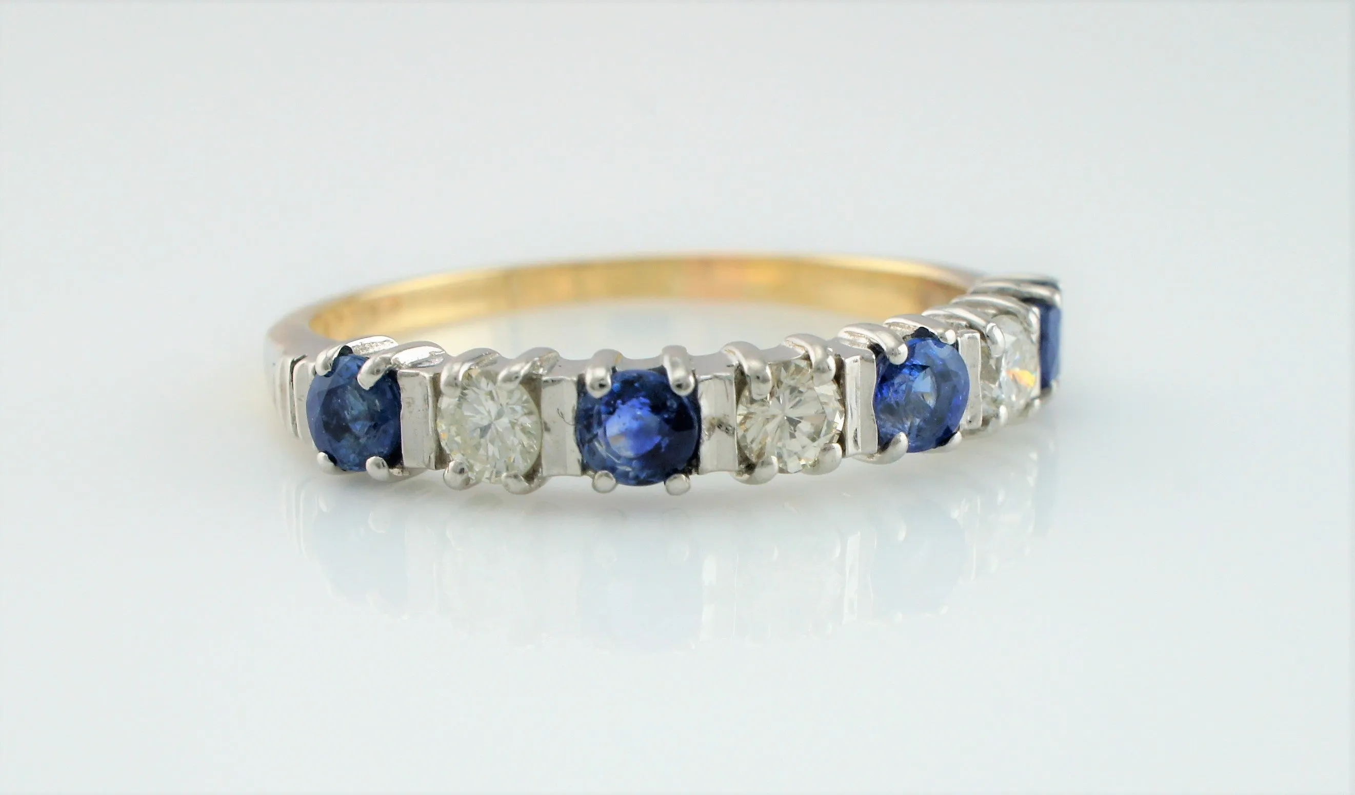 Vintage 9ct Gold Sapphire & Diamond Eternity Ring Size R