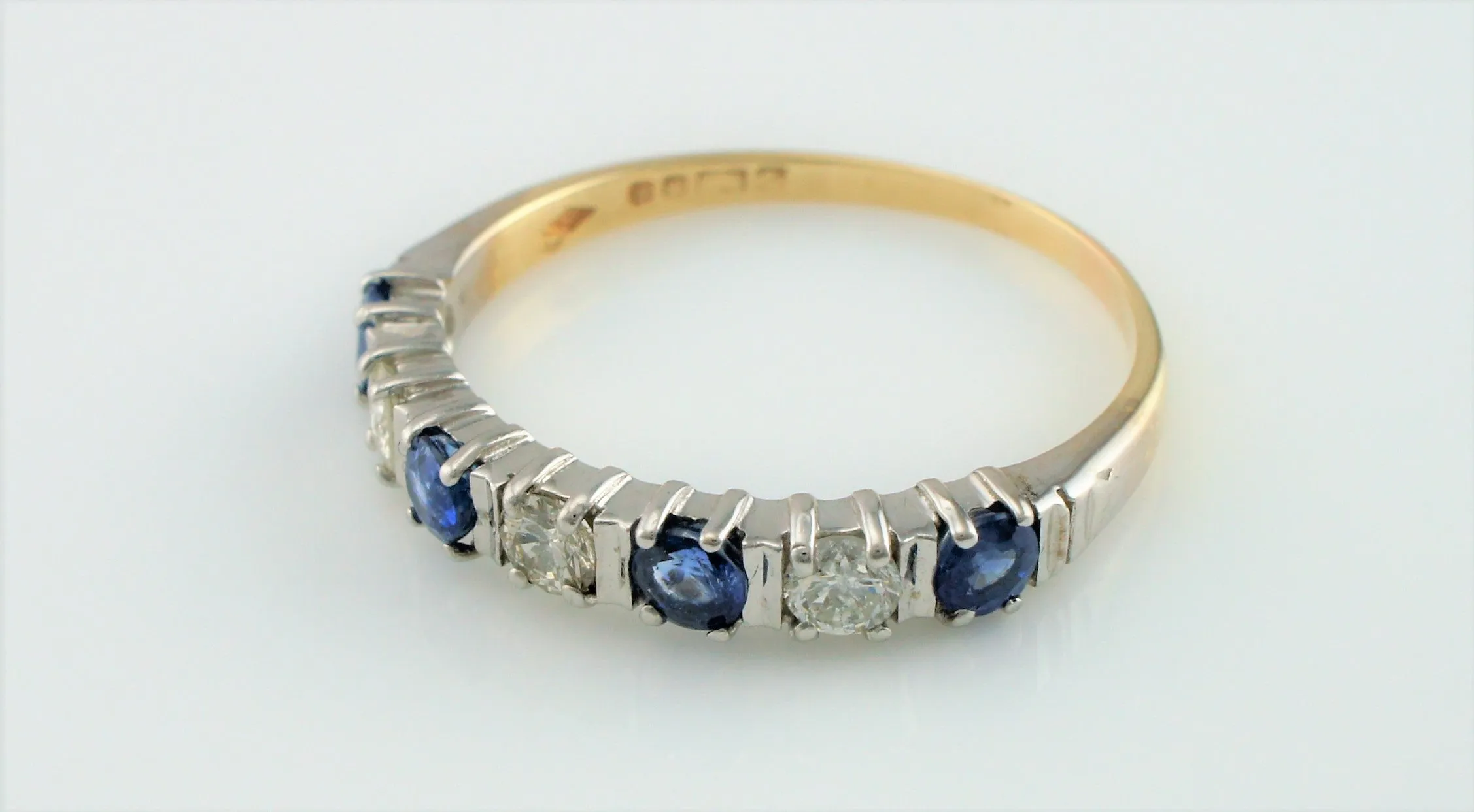 Vintage 9ct Gold Sapphire & Diamond Eternity Ring Size R