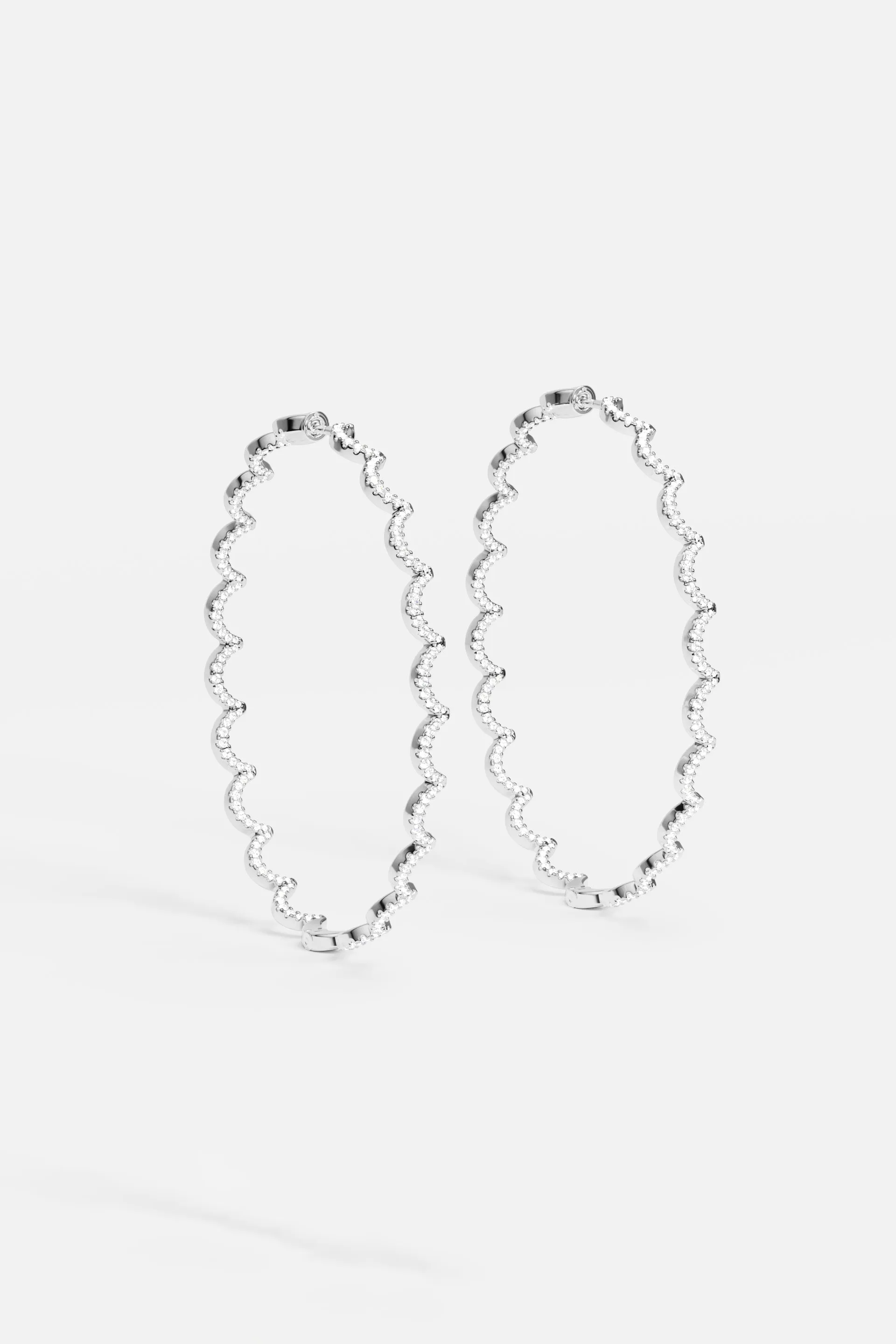 Wavy Silver Hoop Earrings - Large