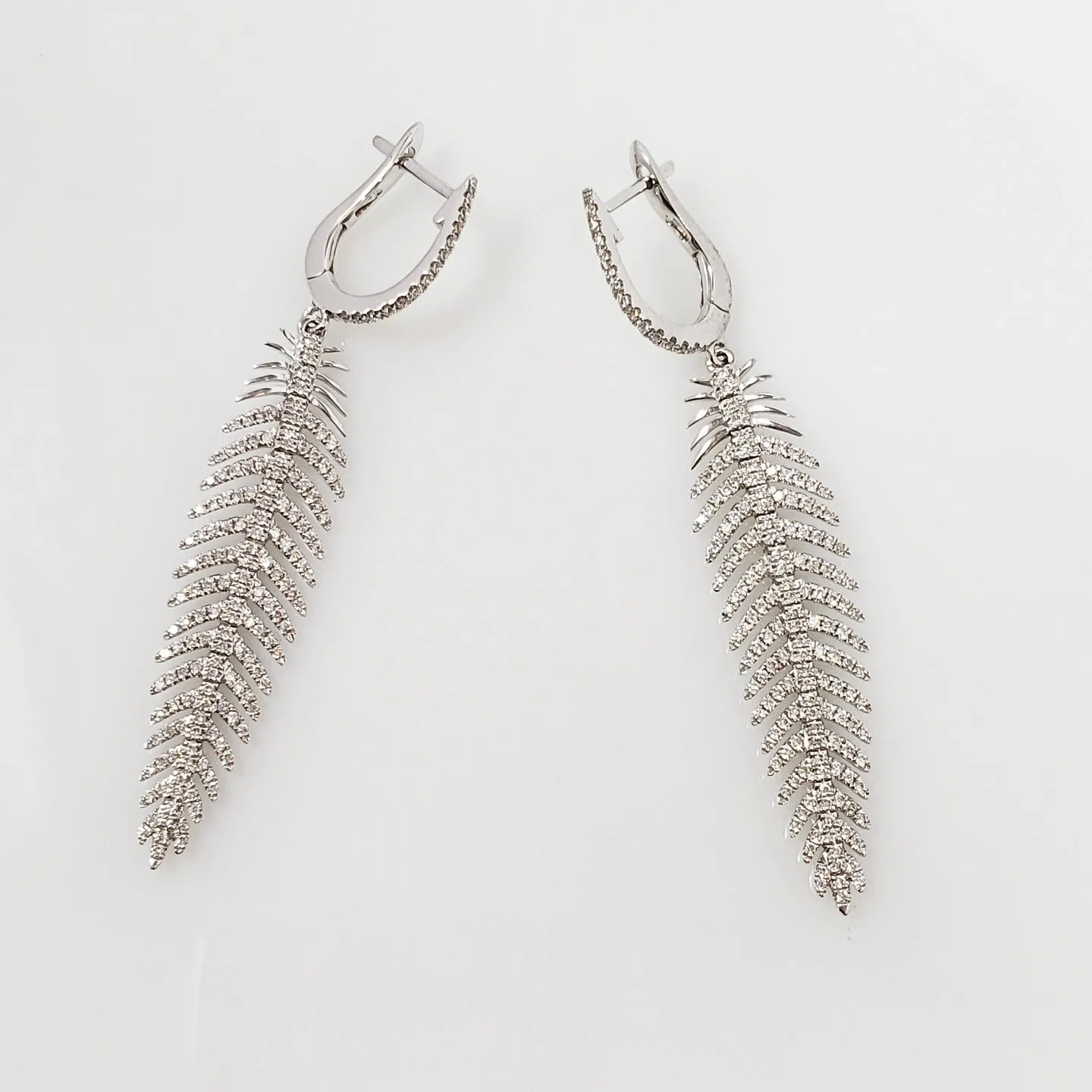 WHITE GOLD DIAMOND PALM LEAF EARRINGS