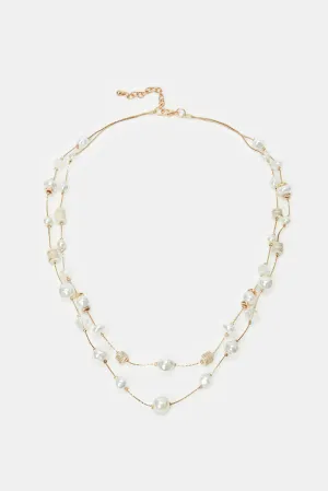 Women Gold Pearls Necklace