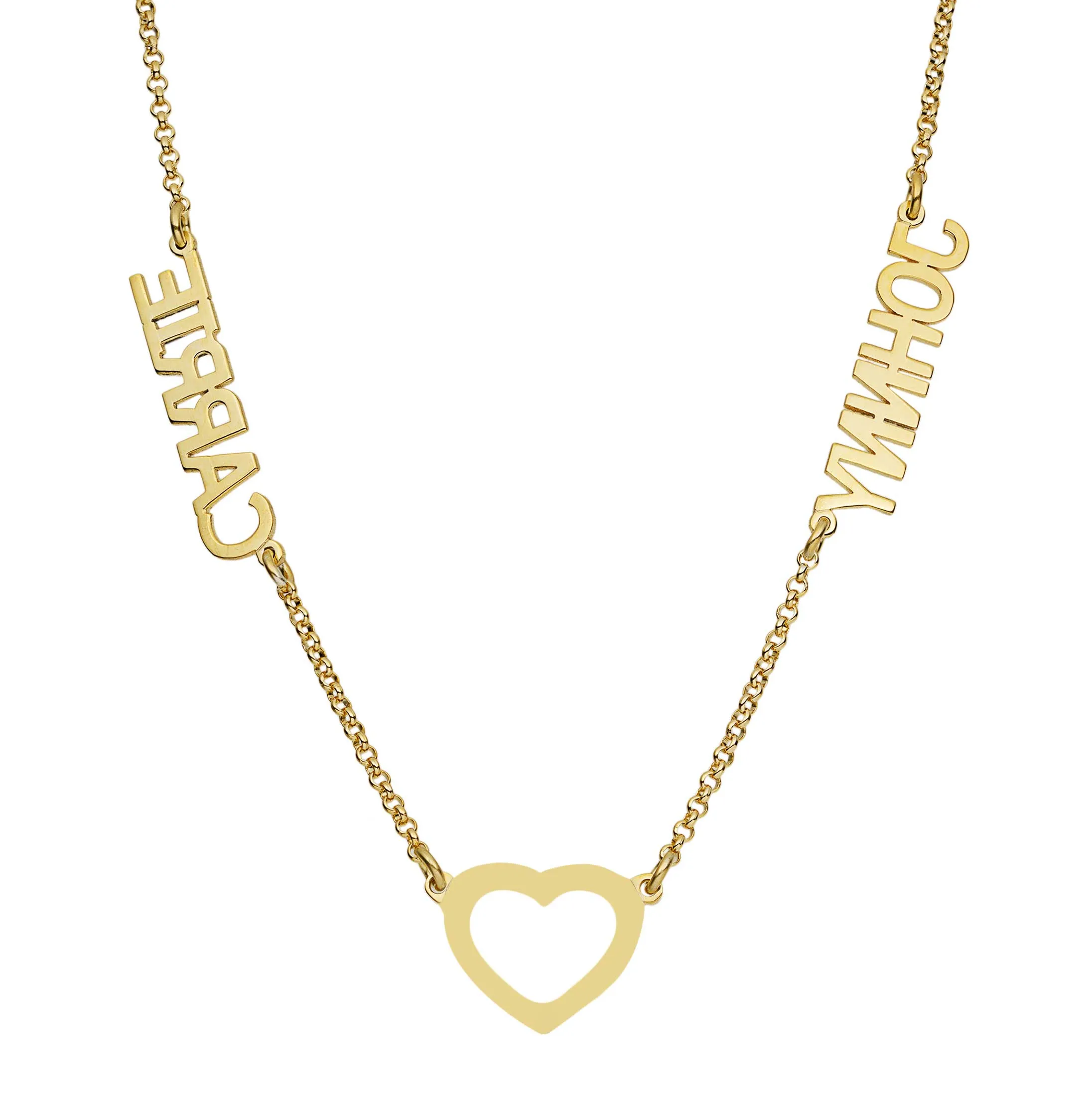 Women's Diamond Heart Name Plate Necklace 14K Gold - Style 178