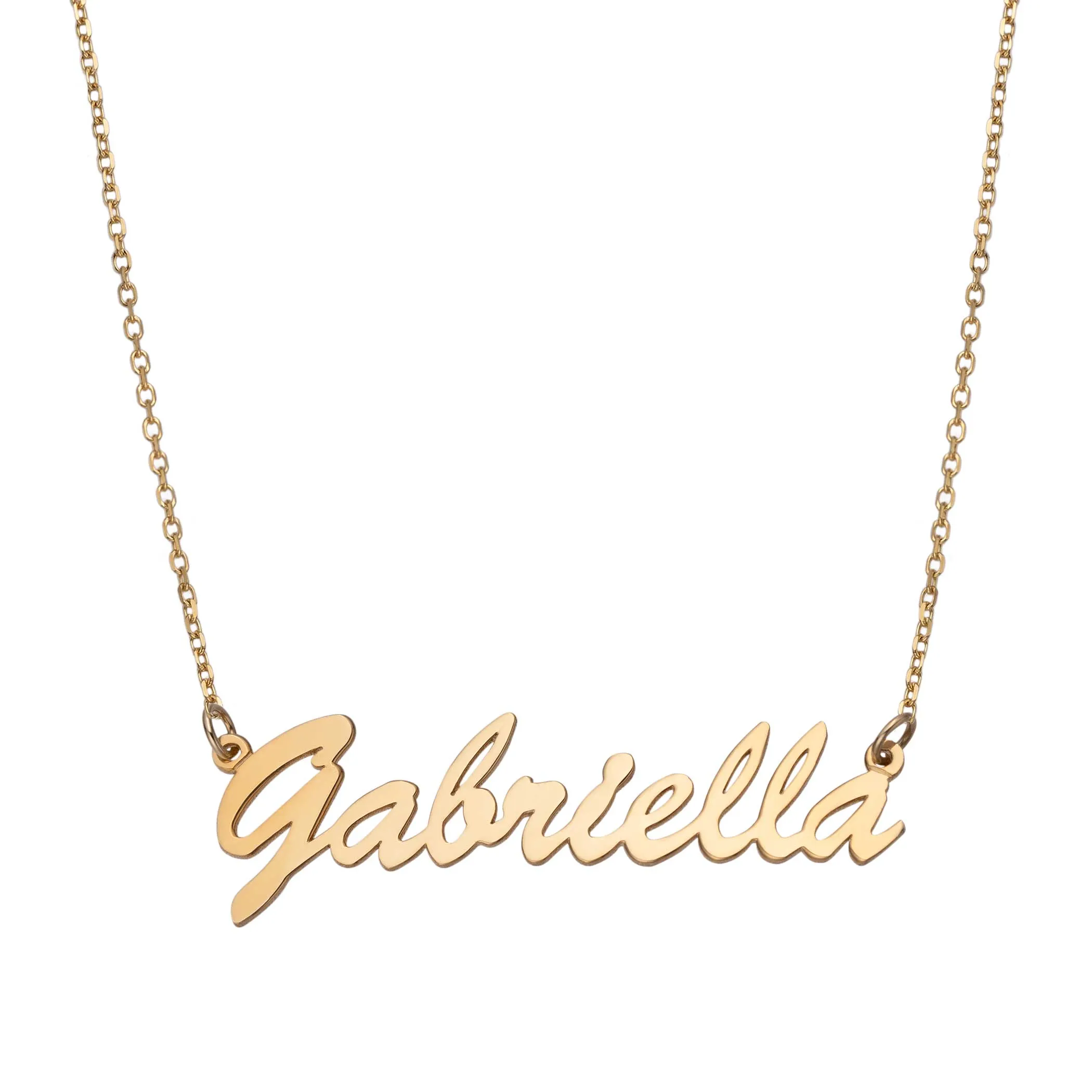 Women's Name Plate Necklace 14K Gold - Style 181