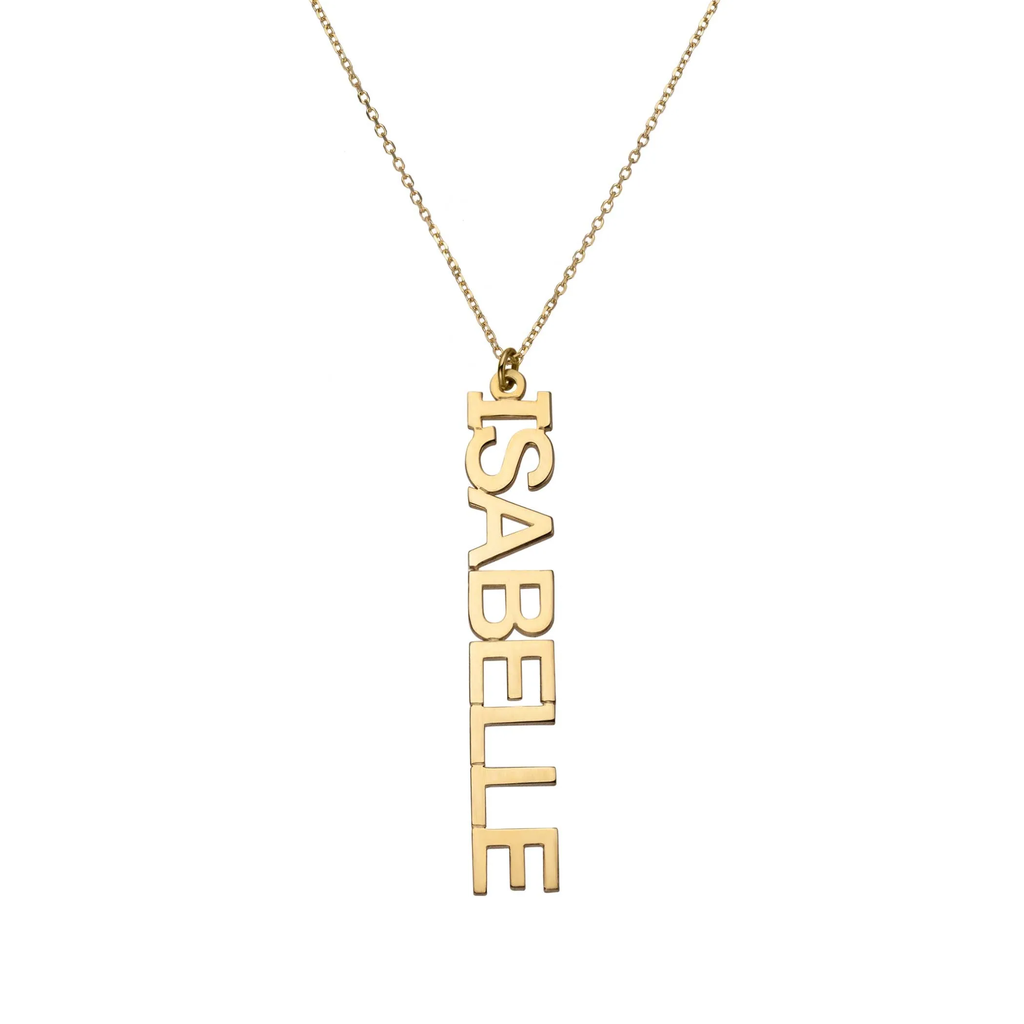 Women's Vertical Name Plate Necklace 14K Gold - Style 184