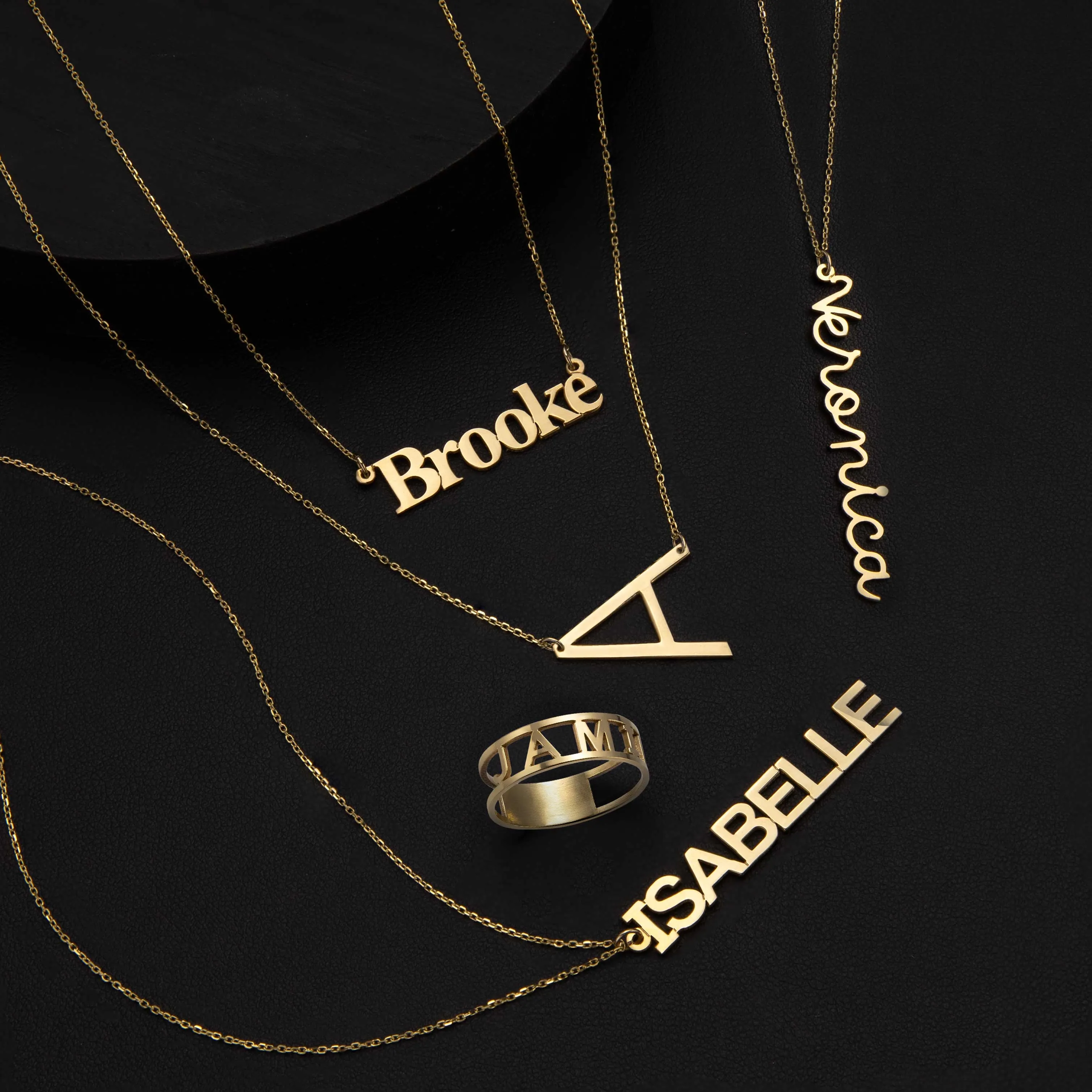 Women's Vertical Name Plate Necklace 14K Gold - Style 184